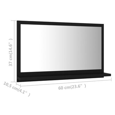 804563 vidaXL Bathroom Mirror Black 60x10,5x37 cm Chipboard