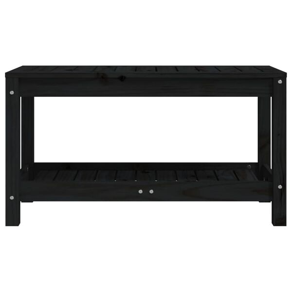 vidaXL Garðbekkur Svartur 82,5x35x45 cm Gegnheil Fura