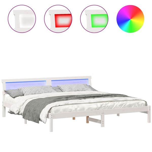 vidaXL Ramsv&iacute;k me&eth; h&ouml;fu&eth;gafl Hv&iacute;tt 200 x 200 cm Solid furuhikk