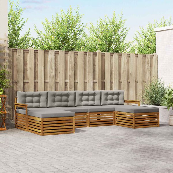 vidaXL S&oacute;fasett 6 pcs N&aacute;tt&uacute;rulegt og Lj&oacute;st Gr&aacute;tt Hrein akas&iacute;utr&eacute;