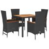 vidaXL 5 Hluta Gar&eth;bor&eth;stofusett me&eth; Sessum Svart P&oacute;l&yacute;rattan
