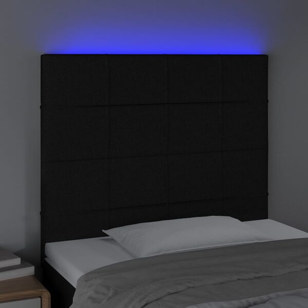 vidaXL LED h&ouml;fu&eth;gafl Svart 90x5x118/128 cm Efni