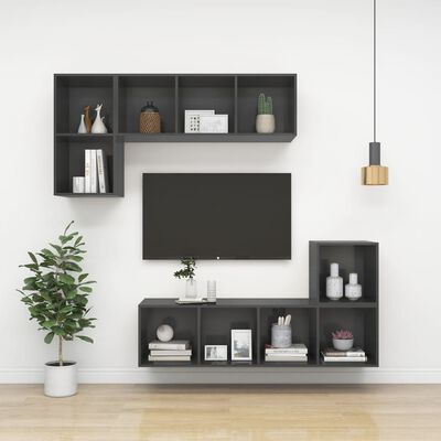 805491 vidaXL Wall-mounted TV Cabinet Grey 37x37x142,5 cm Chipboard