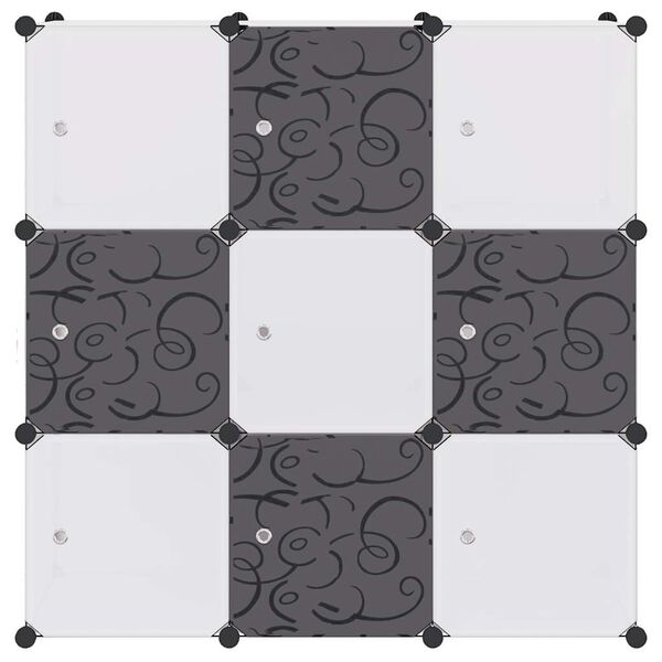 vidaXL Geymsluteningur me&eth; 9 H&oacute;lfum Svartur og Hv&iacute;tur