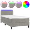 vidaXL H&oacute;lfa&eth; Springr&uacute;m me&eth; D&yacute;nu&LED Lj&oacute;sgr&aacute;tt 90x190 cm Flauel