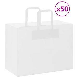vidaXL Papp&iacute;rspokar 50 stk me&eth; Handf&ouml;ngum Hv&iacute;tir 32x17x25 cm