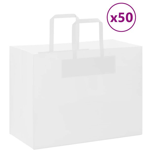 vidaXL Papp&iacute;rspokar 50 stk me&eth; Handf&ouml;ngum Hv&iacute;tir 32x17x25 cm
