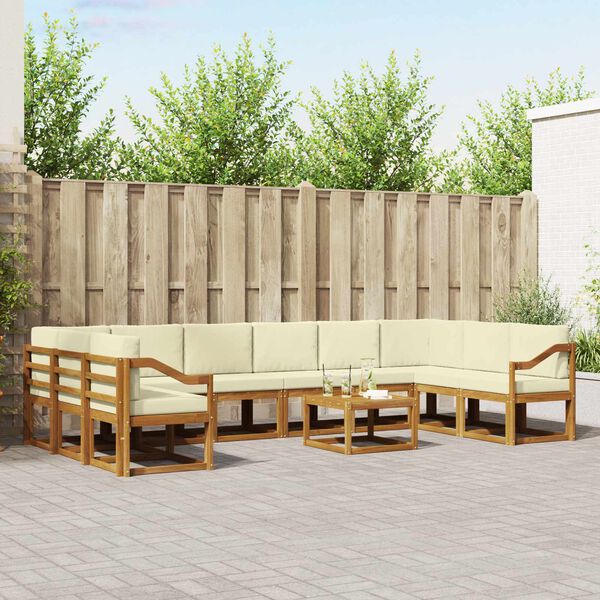 vidaXL &Uacute;ti s&oacute;fasett me&eth; p&uacute;&eth;i 11 pcs N&aacute;tt&uacute;rulegt og Krem