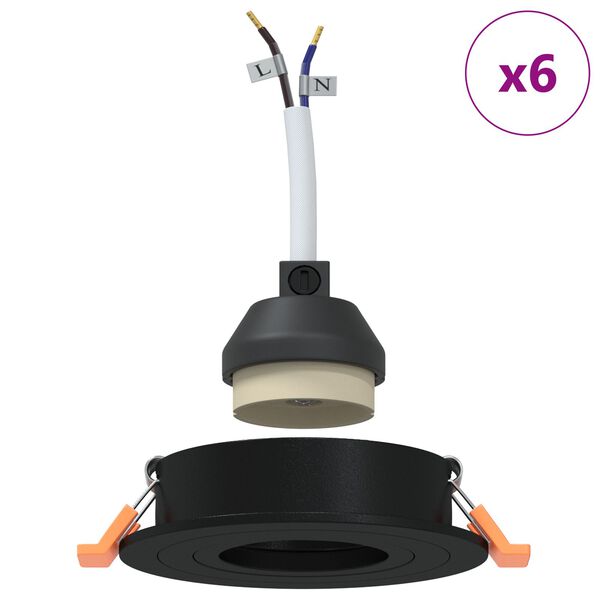 vidaXL Spotlights með sviðsljósum 6 pcs Svartur 9 x 9 x cm Ál