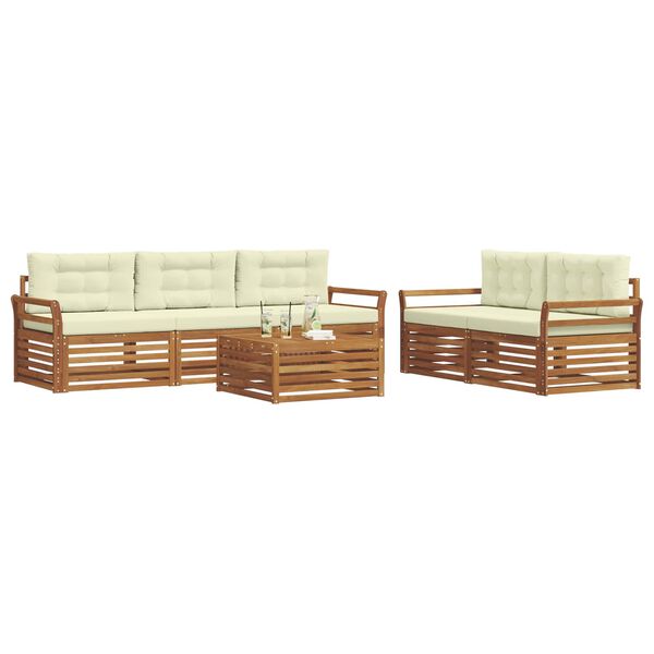 vidaXL &Uacute;ti s&oacute;fasett me&eth; p&uacute;&eth;i 6 pcs N&aacute;tt&uacute;rulegt og Krem