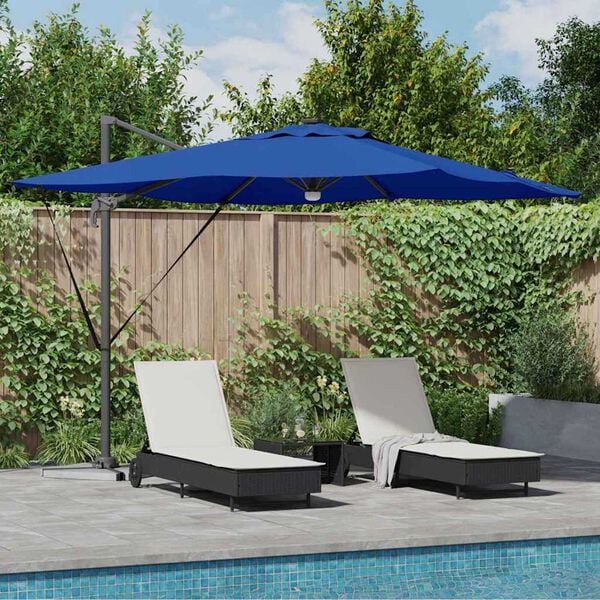 vidaXL Roma Parasol Blár 286 x 284 x 270 cm Aluminum og pólyester