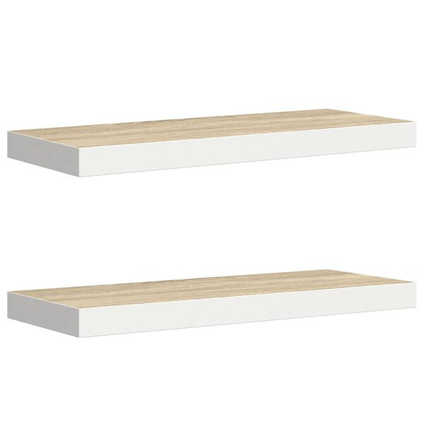 vidaXL Vegghengdar Hillur 2 stk. Eikarlitur & Hv&iacute;tur 60x23,5x3,8cm MDF