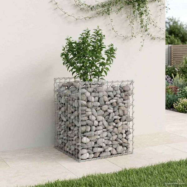 vidaXL Gabion h&aelig;kka&eth; r&uacute;m Silfur 50 x 50 x 60 cm Galvaniserad st&aacute;l