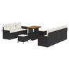 vidaXL Gar&eth;s&oacute;fa sett me&eth; p&uacute;&eth;i 10 pcs Svartur p&oacute;l&yacute;rattan