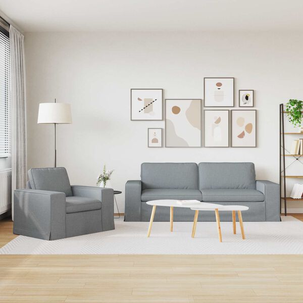 vidaXL S&oacute;fi 2 pcs Lj&oacute;sgr&aacute;r 182 x 80 x 82 cm d&uacute;kur