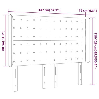 vidaXL Höfðagafl með Eyrum 147x16x118/128 cm Svört Efni