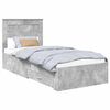 vidaXL Ramsv&iacute;k me&eth; h&ouml;fu&eth;gafl Steingri&eth; 90 x 200 cm Samsettur vi&eth;ur