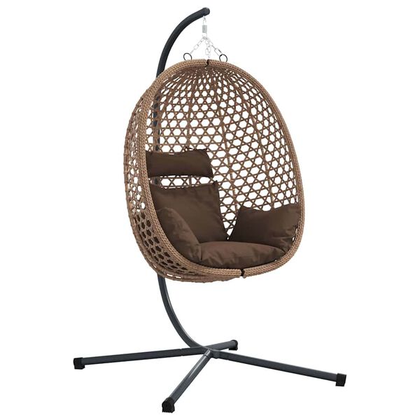 vidaXL Hangandi eggjast&oacute;ll coffee 104 x 100 x 191 cm p&oacute;l&yacute;rattan