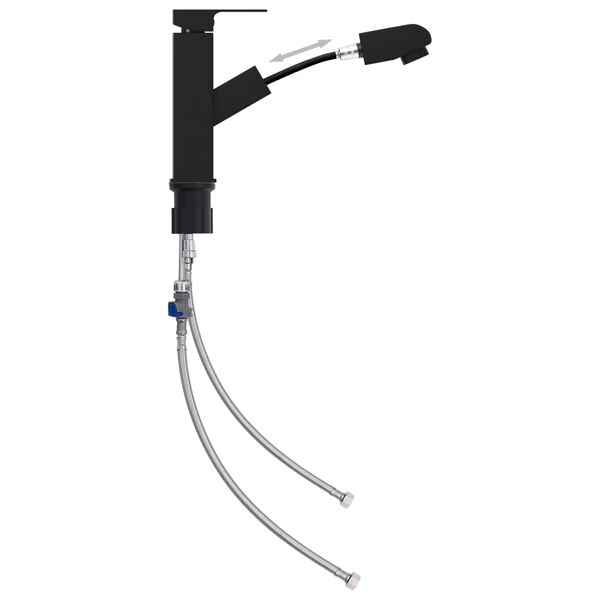 vidaXL Baðherbergiskrani Útdraganlegur Svartur 157x172 mm