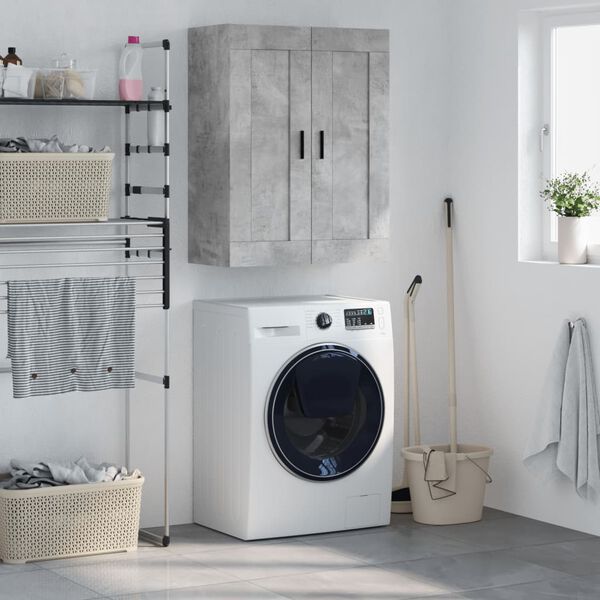 vidaXL Vegghengdur Skápur Steypugrár 69,5x34x90 cm Samsettur Viður