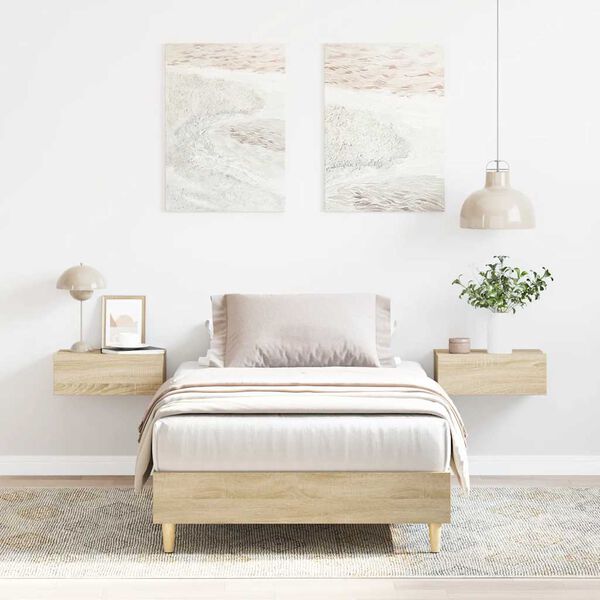 vidaXL R&uacute;mgrind &aacute;n D&yacute;nu Sonoma Eikarlitur 100x200 cm Samsettur Vi&eth;ur