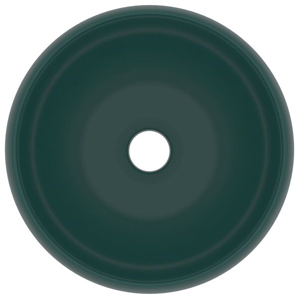 vidaXL L&uacute;xus Handlaug Hringlaga M&ouml;tt D&ouml;kkgr&aelig;n 40 x 15 cm Postul&iacute;n