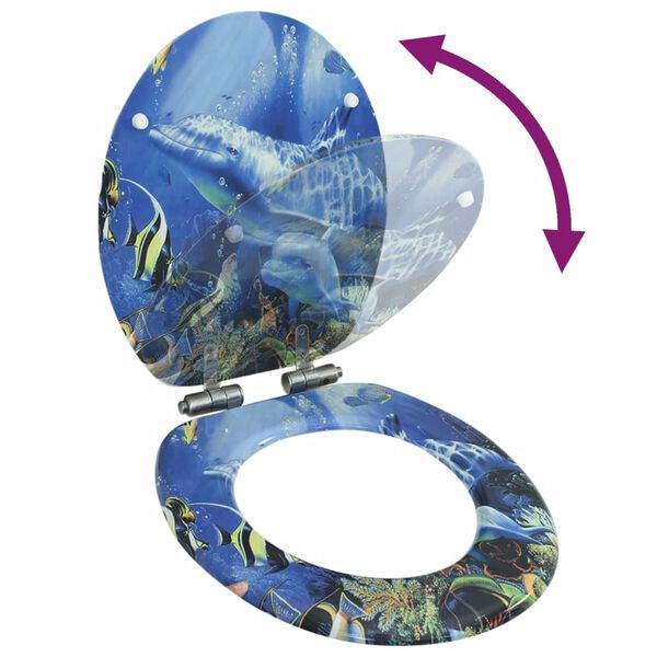 vidaXL WC Salernisseta með Mjúklokun MDF Höfrungar