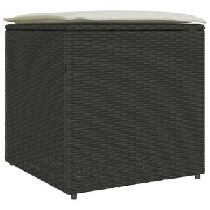 vidaXL Koddabox með geymslu Svartur 50 x 50 x 50 cm pólýrattan