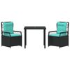 vidaXL Gar&eth;ur bor&eth;sett 3 pcs Svartur p&oacute;l&yacute;rattan