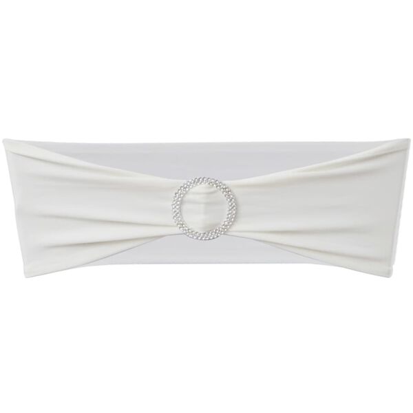 vidaXL 25 stk. Rjómagult Teygjanlegt Skreyti Stólband með Demantssylgju