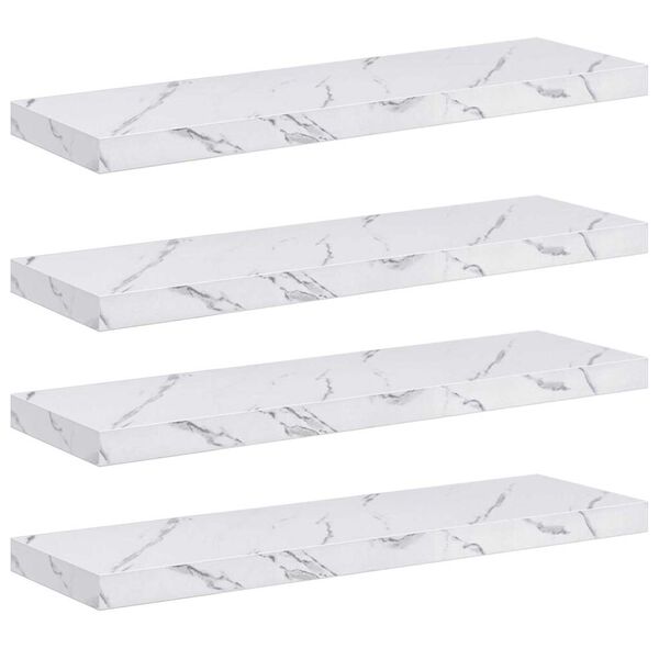 vidaXL Vegghylla 4 pcs Hv&iacute;tt marmara 80 x 23,5 x 4 cm Samsettur vi&eth;ur