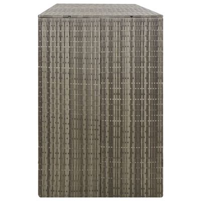 vidaXL Þrefalt sorptunnuskýli á hjólum Grátt 207x80x117 cm Pólýrattan