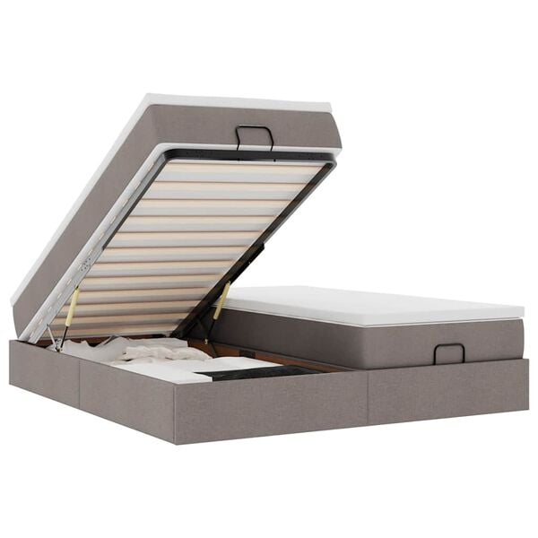 vidaXL Ottoman r&uacute;mgrind me&eth; d&yacute;num Taupe 200x200cm Efni