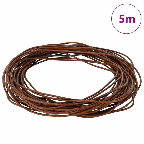 vidaXL Le&eth;ur sn&uacute;ra L&eacute;tt br&uacute;nt &Oslash;1 mm x 5 m Le&eth;ur