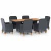 vidaXL 7 stykkja &uacute;tibor&eth;stofusett me&eth; p&uacute;&eth;um Poly Rattan d&ouml;kkgr&aacute;tt