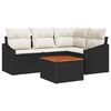 vidaXL Gar&eth;s&oacute;fa sett me&eth; p&uacute;&eth;i 5 pcs Svartur p&oacute;l&yacute;rattan