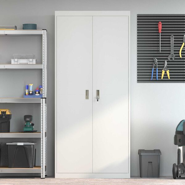 vidaXL Geymslusk&aacute;pur 2 pcs Hv&iacute;t 90 x 40 x 200 cm St&aacute;l