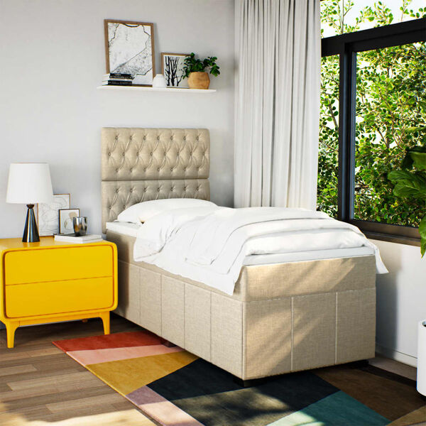 vidaXL H&oacute;lfa&eth; Springr&uacute;m me&eth; D&yacute;nu Rj&oacute;ma 90x200 cm Tauefni