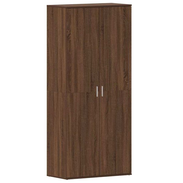 vidaXL Sk&oacute;knask&aacute;pur me&eth; hur&eth; Br&uacute;nn 80 x 39 x 180 cm Samsettur vi&eth;ur