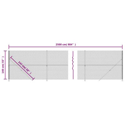 vidaXL Netagirðing með Jarðfestingu Silfur 1,4x25 m