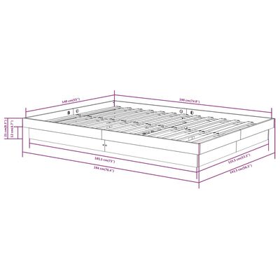 vidaXL Rúmgrind án Dýnu Gegnheil Viður Svartur 140x190 cm