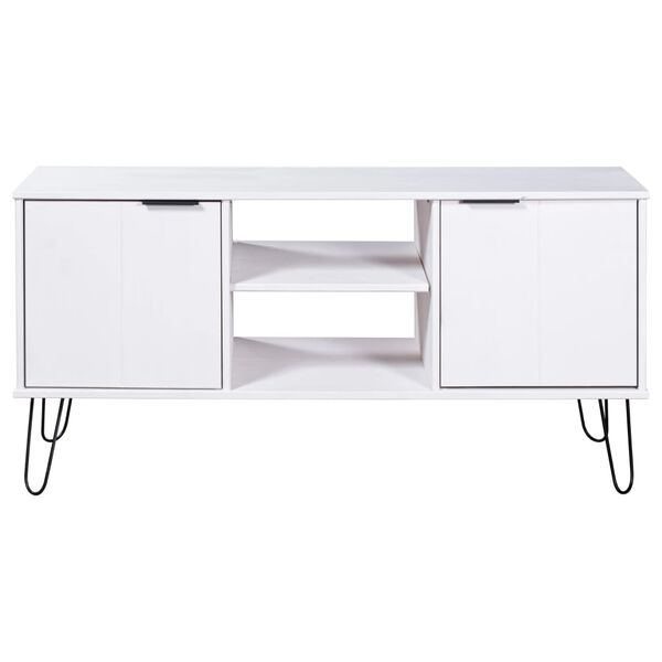 vidaXL Sjónvarpsskápur í "New York" Línunni Hvítur Gegnheil Fura