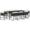 vidaXL Gar&eth;ur bor&eth;sett me&eth; p&uacute;&eth;i 9 pcs Svartur p&oacute;l&yacute;rattan
