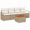 vidaXL Gar&eth;s&oacute;fa sett me&eth; geymslu 5 pcs Beige og krem p&oacute;l&yacute;rattan
