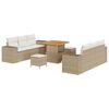 vidaXL Gar&eth;s&oacute;fa sett me&eth; p&uacute;&eth;i 9 pcs Beige og krem Poly Rattan