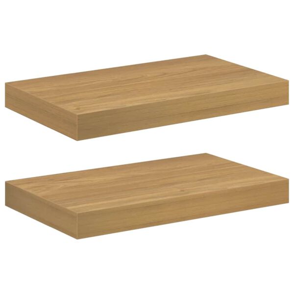 vidaXL Vegghylla 2 pcs Br&uacute;nn 40 x 23,5 x 4 cm Samsettur vi&eth;ur