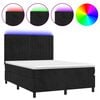vidaXL H&oacute;lfa&eth; Springr&uacute;m me&eth; D&yacute;nu&LED Svart 140x190 cm Flauel