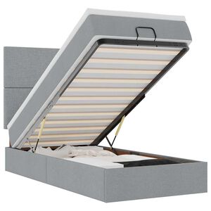 vidaXL Ottoman r&uacute;m me&eth; d&yacute;nu & LED Lj&oacute;sgr&aacute;tt 90x200 cm Efni