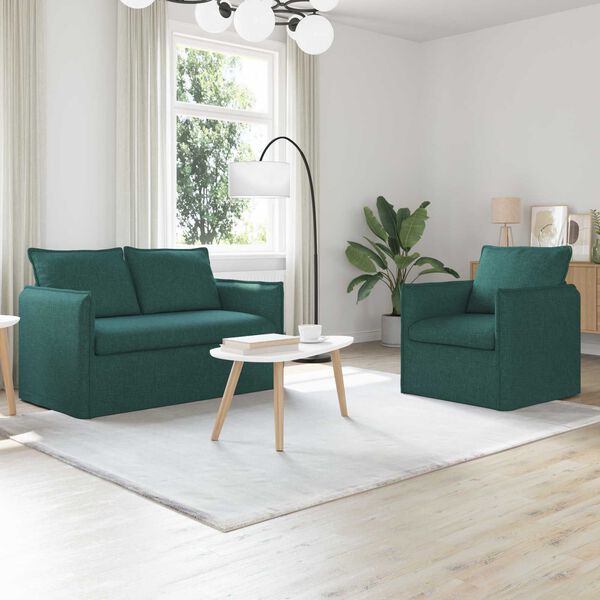 vidaXL S&oacute;fasett 2 pcs D&ouml;kkgr&aelig;n 196 x 82 x 85 cm d&uacute;kur