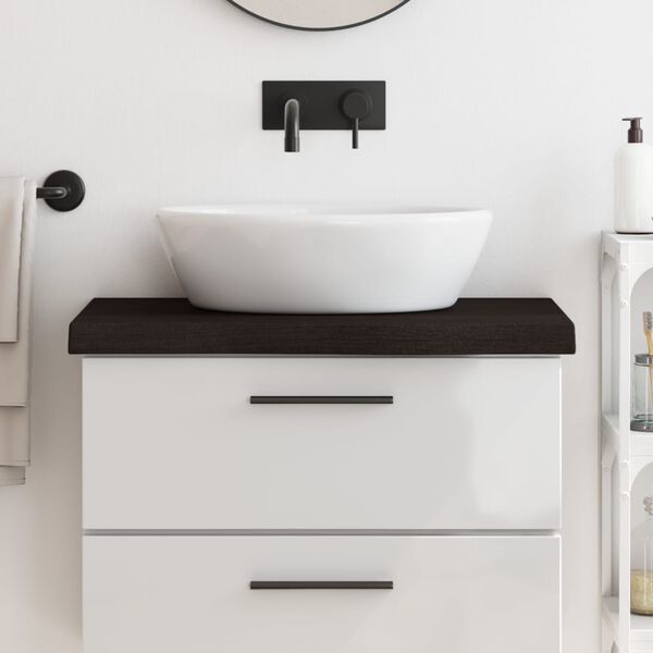 vidaXL Ba&eth;herbergisbor&eth;plata D&ouml;kkbr&uacute;n 80x40x(2-6)cm Me&eth;h&ouml;ndla&eth;ur Vi&eth;ur